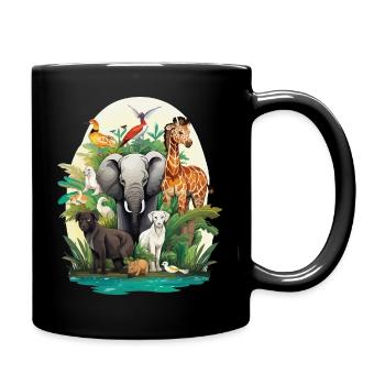 Tierwelt Dschungeltraum - Tasse einfarbig - Schwarz - Rechts