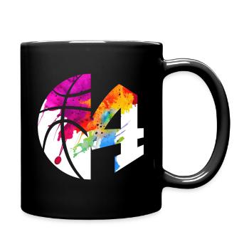 NO. 4 BASKETBALL NUMBER 4 BASKETBALL 4TH BIRTHDAY - Full Colour Mug - black - Right