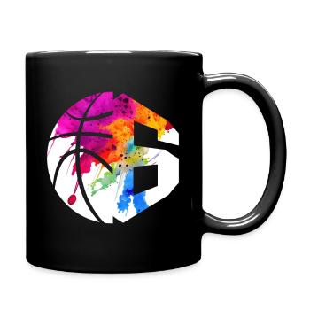 NR. 6 BASKETBALL NUMMER 6 BASKETBALL 6. GEBURTSTAG - Tasse einfarbig - Schwarz - Rechts