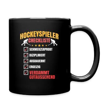 Hockeyspieler Checkliste - Tasse einfarbig - Schwarz - Rechts