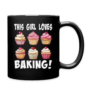 This girl loves baking cupcakes - Full Colour Mug - black - Right