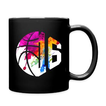 NR. 16 NUMMER 16 BASKETBALL 16. GEBURTSTAG - Tasse einfarbig - Schwarz - Rechts
