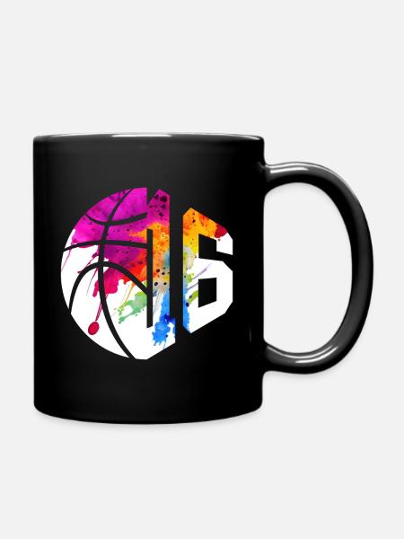 NR. 16 NUMMER 16 BASKETBALL 16. GEBURTSTAG - Tasse einfarbig - Schwarz