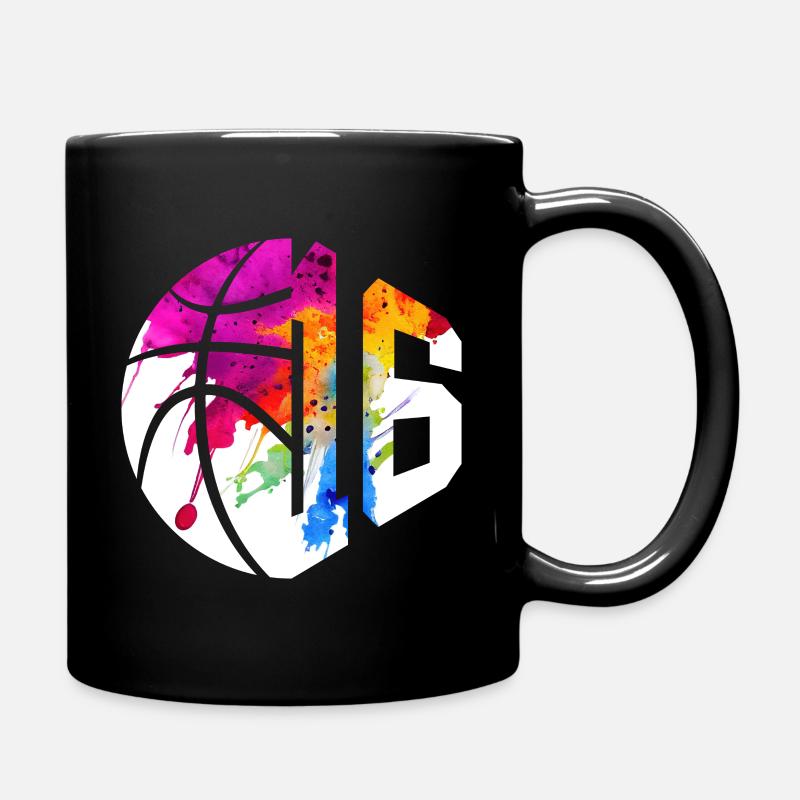 NR. 16 NUMMER 16 BASKETBALL 16. GEBURTSTAG - Tasse einfarbig - Schwarz