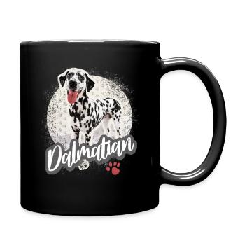 Dalmatiner Vintage Portrait Hunde Design - Tasse einfarbig - Schwarz - Rechts