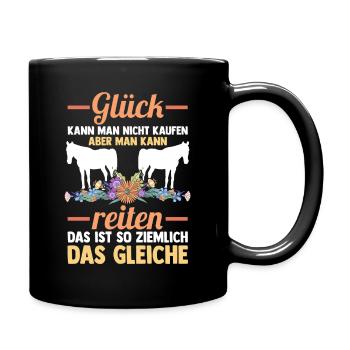 Reiten Pferdeliebhaber Reiterhof Pferde - Tasse einfarbig - Schwarz - Rechts