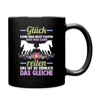 Reiten Pferdeliebhaber Reiterhof Pferde - Tasse einfarbig - Schwarz - Rechts