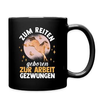 Reiten Pferdeliebhaber Reiterhof Pferde - Tasse einfarbig - Schwarz - Rechts