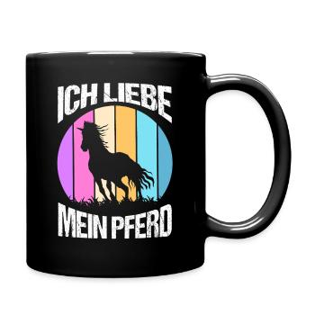 Reiten Pferdeliebhaber Reiterhof Pferde - Tasse einfarbig - Schwarz - Rechts