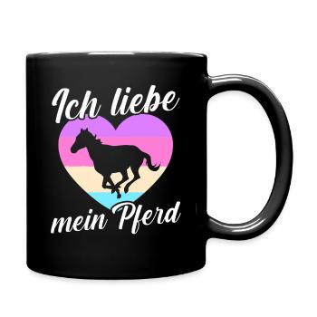 Reiten Pferdeliebhaber Reiterhof Pferde - Tasse einfarbig - Schwarz - Rechts