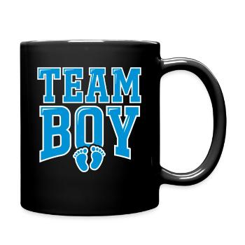 TEAM BOY Typografie mit Fußspuren - Tasse einfarbig - Schwarz - Rechts