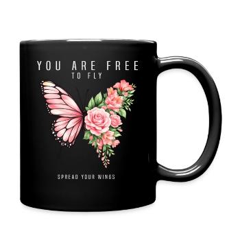 Graphique inspirant de fan papillon - Mug uni - noir - Droite