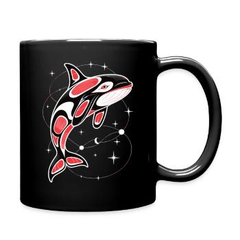 Orca T-Shirt Killerwal Wal - Tasse einfarbig - Schwarz - Rechts