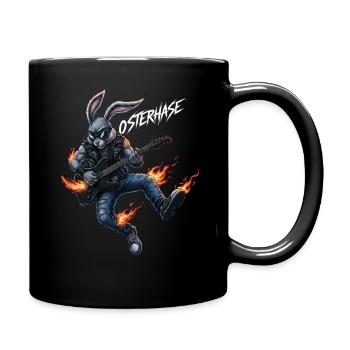 easter bunny,heavymetal,rocker,easter,hardcore,bunny,e - Full Colour Mug - black - Right