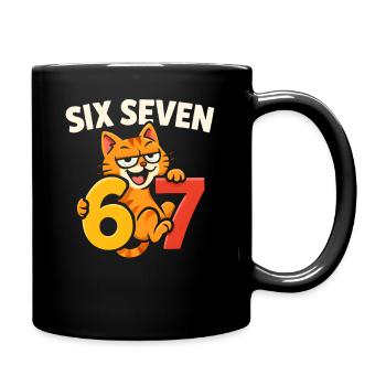 Six Seven Katze 67 Italian Brainrot Humor - Tasse einfarbig - Schwarz - Rechts