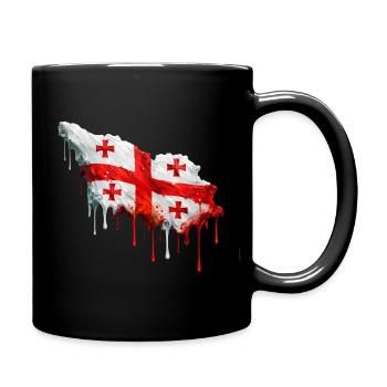 Georgische Flagge bunte Farbe - Tasse einfarbig - Schwarz - Rechts