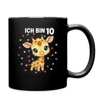 Ich bin 10 - Süßes Giraffe zum 10. Geburtstag - Tasse einfarbig - Schwarz - Rechts