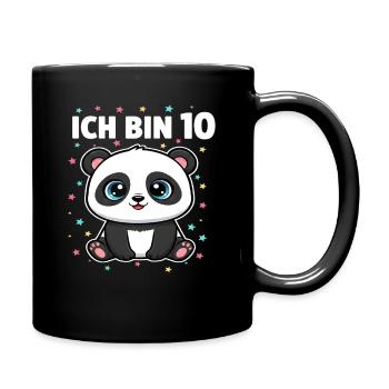 Ich bin 10 - Süßes Panda zum 10. Geburtstag - Tasse einfarbig - Schwarz - Rechts