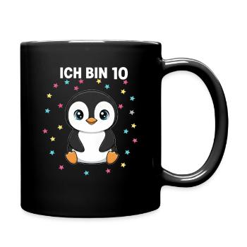 Ich bin 10 - Süßes Pinguin zum 10. Geburtstag - Tasse einfarbig - Schwarz - Rechts
