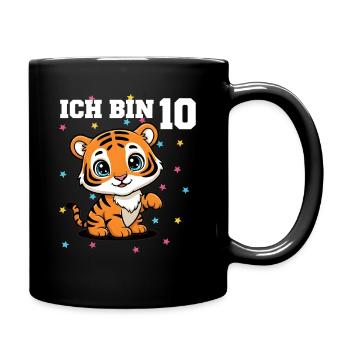 Ich bin 10 - Süßes Tiger zum 10. Geburtstag - Tasse einfarbig - Schwarz - Rechts