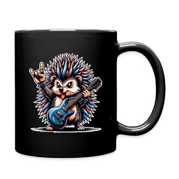 Electric Guitar Hedgehog Guitarist Rock N Roll - Full Colour Mug - black - Right