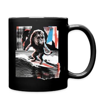 Surfer Löwe - Tasse einfarbig - Schwarz - Rechts