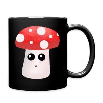 Kawaii Mushroom Buddy with Dots - Full Colour Mug - black - Right