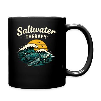 Saltwater Therapy Turtle Shirt Ocean Vibes - Full Colour Mug - black - Right