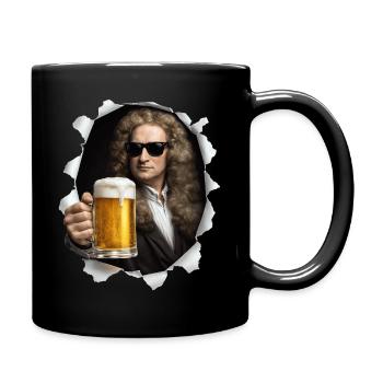 Isaac Newton holds a beer - Full Colour Mug - black - Right