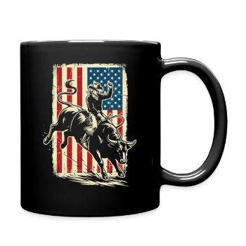 Rodéo, Cow-boy, Western, Taureau, Taureau, Drapeau des États-Unis - Mug uni - noir - Droite