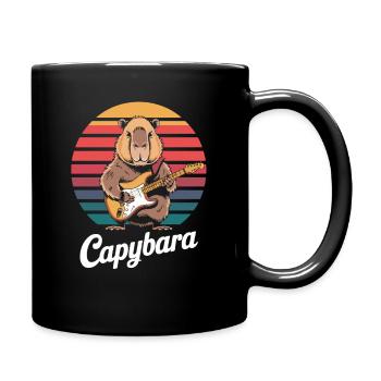  Capybara Retro Rock Gitarre Lustiges Musik - Tasse einfarbig - Schwarz - Rechts