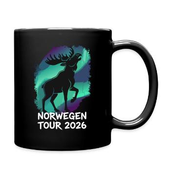 Norwegen Tour 2026 Elch - Tasse einfarbig - Schwarz - Rechts