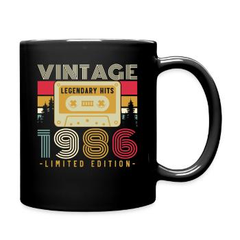 1986 Vintage Retro Geburtstagsgeschenk - Tasse einfarbig - Schwarz - Rechts