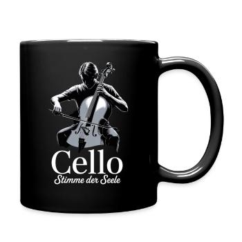 Cello Stimme der Seele - Spruch für Cellisten - Tasse einfarbig - Schwarz - Rechts