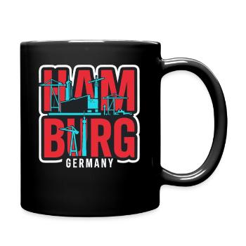 Hamburg Hafen Skyline Kran - Tasse einfarbig - Schwarz - Rechts
