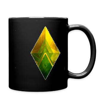 Geometric faceted diamond yellow-green - Full Colour Mug - black - Right