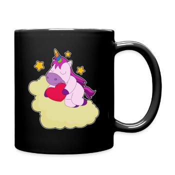 Einhorn Wolken - Tasse einfarbig - Schwarz - Rechts