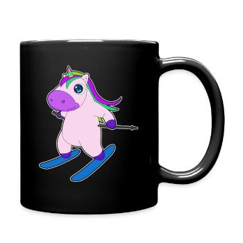 Ski licorne Ski Sports d’hiver - Mug uni - noir - Droite