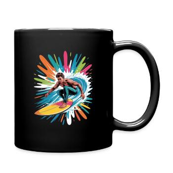 Colorful Surfer Watercolors Splashes Graffiti - Full Colour Mug - black - Right