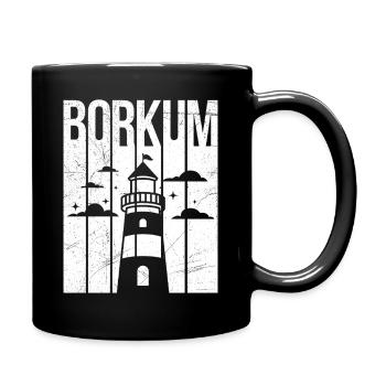 Borkumer Insel BORKUM Nordsee Urlaub Lustig - Tasse einfarbig - Schwarz - Rechts