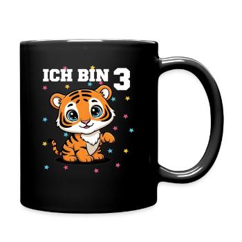 Ich bin 3 - Süßes Tiger zum 3. Geburtstag - Tasse einfarbig - Schwarz - Rechts
