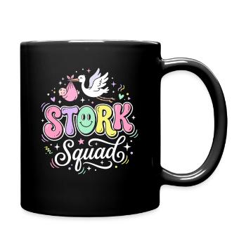 Stork Squad Pastell-Babyzustellung - Tasse einfarbig - Schwarz - Rechts