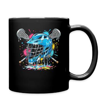 Lacrosse, Lacrossespieler, Lacrossegrafik - Tasse einfarbig - Schwarz - Rechts