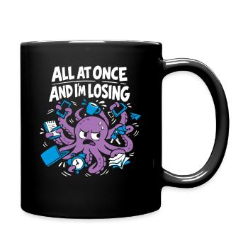 Funny Octopus Overstimulated - Full Colour Mug - black - Right