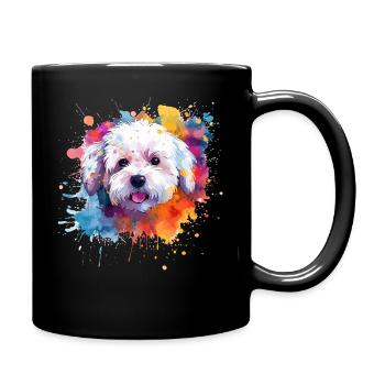 Splash Art Bichon Fris Dog Colorful - Full Colour Mug - black - Right