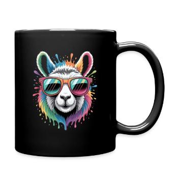 Colorful Llama Watercolor Splash - Full Colour Mug - black - Right