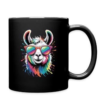 Colorful Llama Watercolor Splash - Full Colour Mug - black - Right