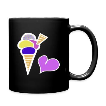 Eiscreme Eis  Eiswaffel Kinder Retro 60er - Full Colour Mug - black - Right
