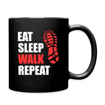 Eat Sleep Walk Repeat - Shoe Print Hiking - Full Colour Mug - black - Right