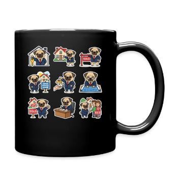 Suesser Mops Makler Immobilien Hundeliebhaber - Tasse einfarbig - Schwarz - Rechts